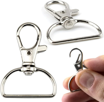 Q1 Beads 10 Pack Steel 45x25 mm Lobster Claw Clasps - Wide 1 Inch D Ring - 360° Swivel Trigger Snap Hooks - Great for DIY Lanyards, Keychain Clasps - Swivel Hooks for Purses by Specialist ID Card