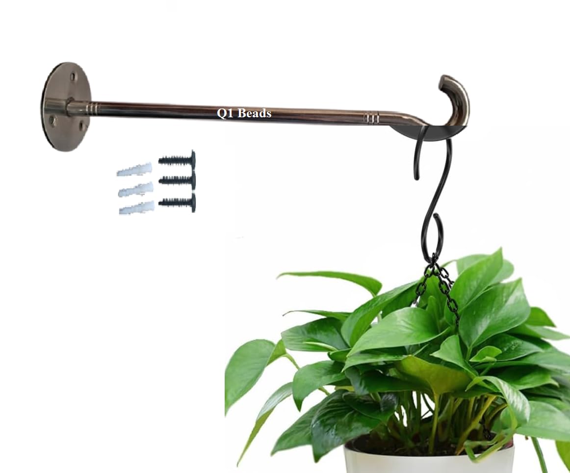 Q1 Beads 4 Pcs Stainless Steel 9 mm 20 Kgs. Load Capacity Wall Mount Display Hook Hanger for Clothes,Shop Display Hanger (9.5 inches, Chrome)-4 Pack