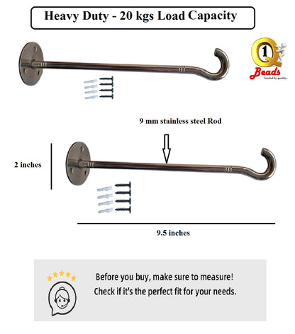 Q1 Beads 2 Pack Stainless Steel Multi use Hanger for Clothes,Plant Hanging Baskets,Hose Wall Hooks for Hanging Bird Feeder(Chrome)