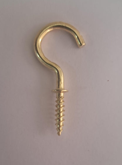 Q1 Beads 50 Pcs 1.5" Steel Cup Hook Ceiling Hooks J Hook Heavy Duty for Hanging Indoor & Outdoor (Golden, 1.5 Inch, 50 Pcs)