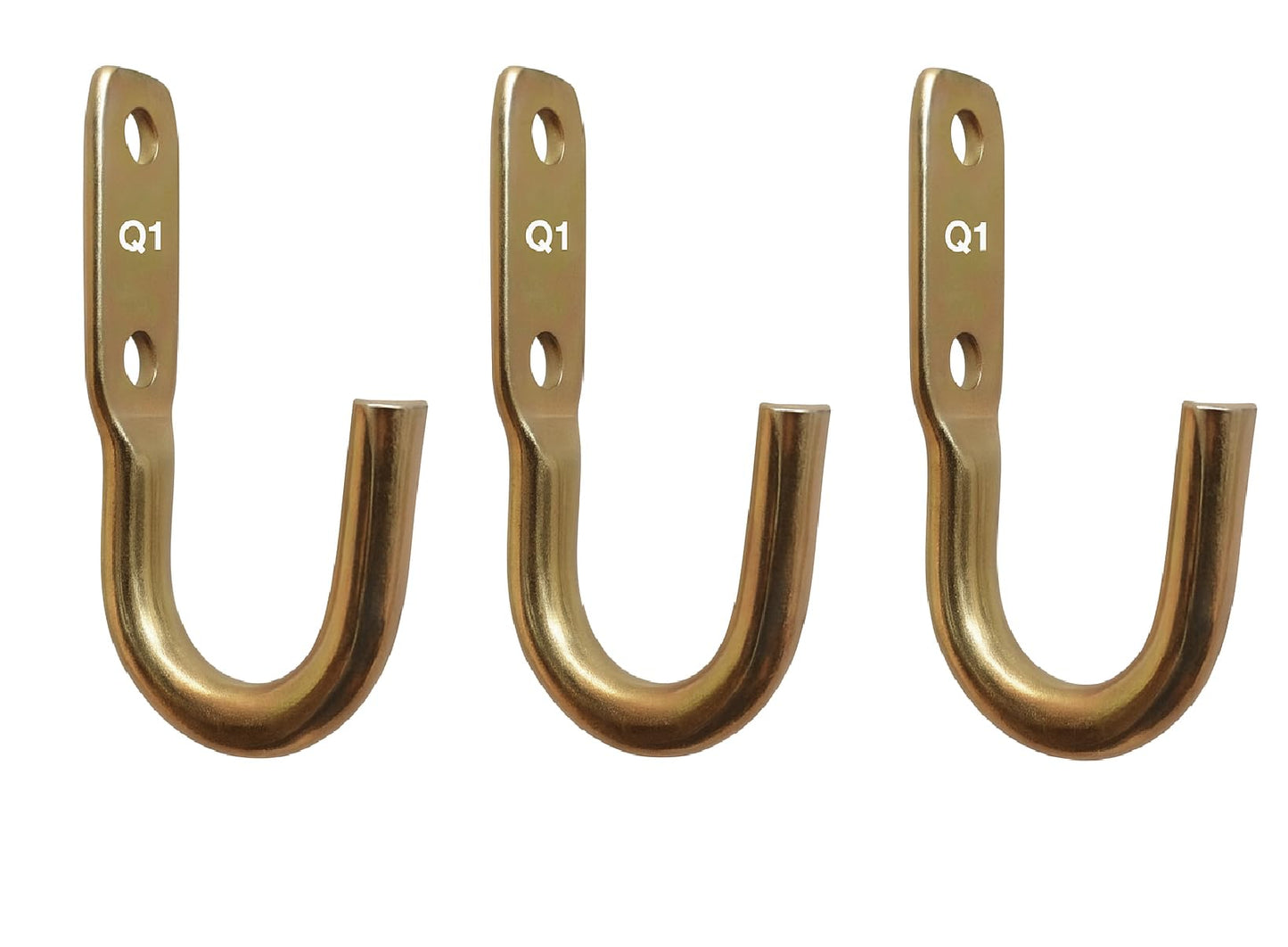 Q1 Beads 3 Pack Steel 10 mm Thick Heavy Duty J Hook Stand 500 kgs Capacity, Zinc Plated for Hanging in Workshop,Home and Industrial Applications(3 Pack,Golden)