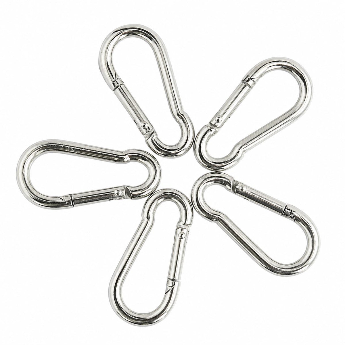 Q1 Beads 5 Pcs. Steel (5 mm x 50 mm) Carabiner Snap Hook 2 inches Heavy Duty Clips for Camping ＆ Travelling (Chrome)