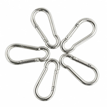 Q1 Beads 5 Pcs. Steel (5 mm x 50 mm) Carabiner Snap Hook 2 inches Heavy Duty Clips for Camping ＆ Travelling (Chrome)