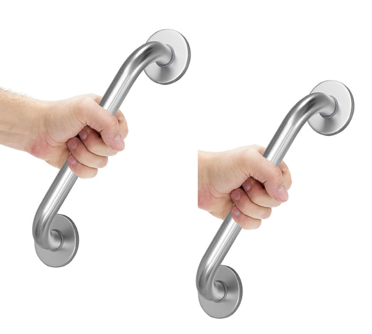 Q1 Beads 2 Pack 10 inches Stainless Steel Heavy Duty High Grade Grab Bar Safety Rail Handle for Senior Citizen Wall Mounted Grab Bar for Toilet Bathroom Bathtub (25 cm, Chrome)