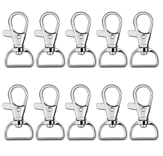 Q1 Beads 10 Pack Steel 45x25 mm Lobster Claw Clasps - Wide 1 Inch D Ring - 360° Swivel Trigger Snap Hooks - Great for DIY Lanyards, Keychain Clasps - Swivel Hooks for Purses by Specialist ID Card