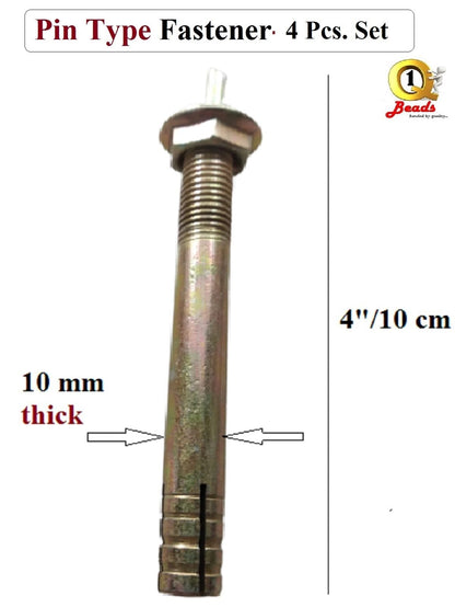 Q1 Beads 2 Pcs Set Metal Round Kada Heavy Duty Wall Hook for Ceiling Hanging Swing Chandelier Baby Swing Punching Bag Fan Jhula Hammock with 4 inches (10mm x 100mm) fasteners 4 Nos.