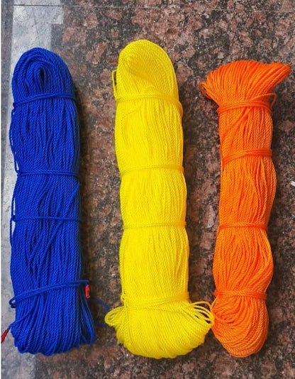 Q1 Beads 75 Meters Nylon 3 mm Clothesline for Drying Clothes Rope for Hanging Clothes in Balcony (Yellow)-Pack of 1