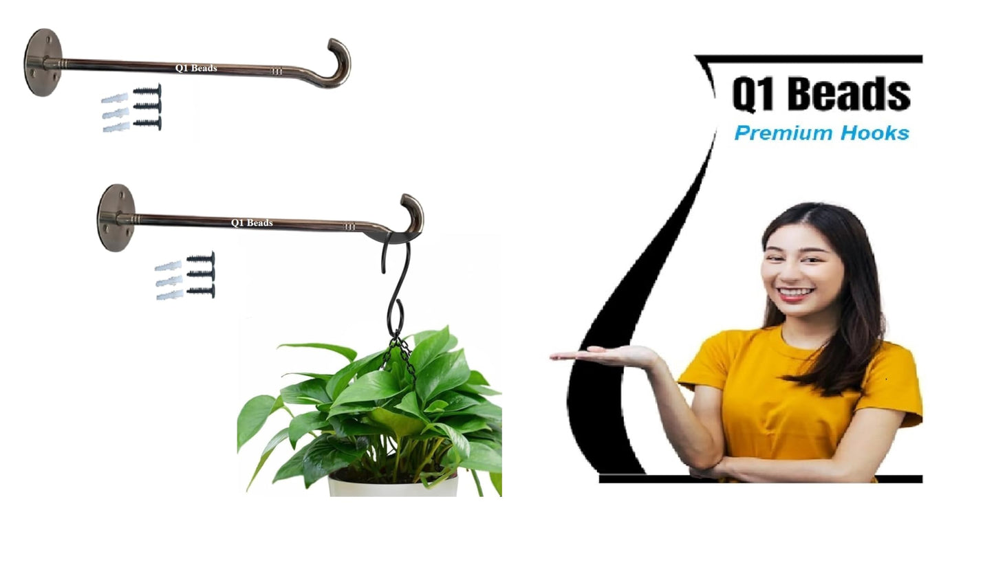 Q1 Beads 2 Pack Stainless Steel Multi use Hanger for Clothes,Plant Hanging Baskets,Hose Wall Hooks for Hanging Bird Feeder(Chrome)