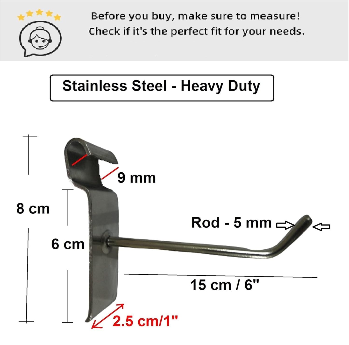 Q1 Beads Steel Grid Wall Mesh 1.5x2 feet(45 x 60 cm) Display Stand Rack with 6 inch Jaali Hook 6 Pcs. for Retail Display|Shop|Showroom|Kitchen| Hanging Accessories|Photo 5 MM SS Rod (Chrome)