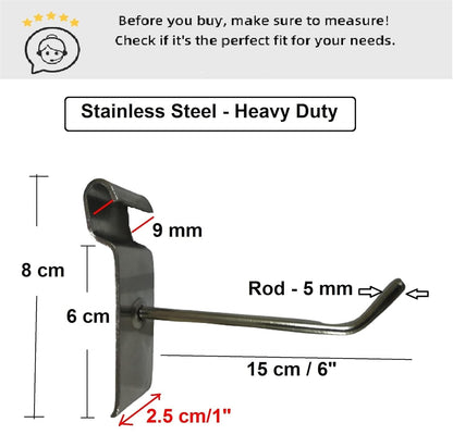 Q1 Beads Steel Grid Wall Mesh 1.5x2 feet(45 x 60 cm) Display Stand Rack with 6 inch Jaali Hook 6 Pcs. for Retail Display|Shop|Showroom|Kitchen| Hanging Accessories|Photo 5 MM SS Rod (Chrome)