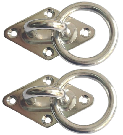 Q1 Beads 2 Pcs. 304 Stainless Steel 900 Kgs Load Capacity Ceiling Hook Kada Swivel Swing Hook Hanger Heavy Duty Ceiling Hook Rotating Kada for Hanging Swing(Chrome,Ring Hook)