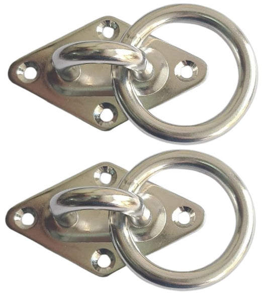 Q1 Beads 2 Pcs. 304 Stainless Steel 900 Kgs Load Capacity Ceiling Hook Kada Swivel Swing Hook Hanger Heavy Duty Ceiling Hook Rotating Kada for Hanging Swing(Chrome,Ring Hook)