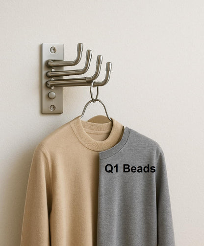 Q1 Beads 1 Pc. Stainless Steel 4 Pins Swivel Wall Hook Hanger for Hanging Clothes and Towel Hangers for Wall,Door Hangers,Rotatable 180 Degree Hook -Pack of 1 (Chrome)
