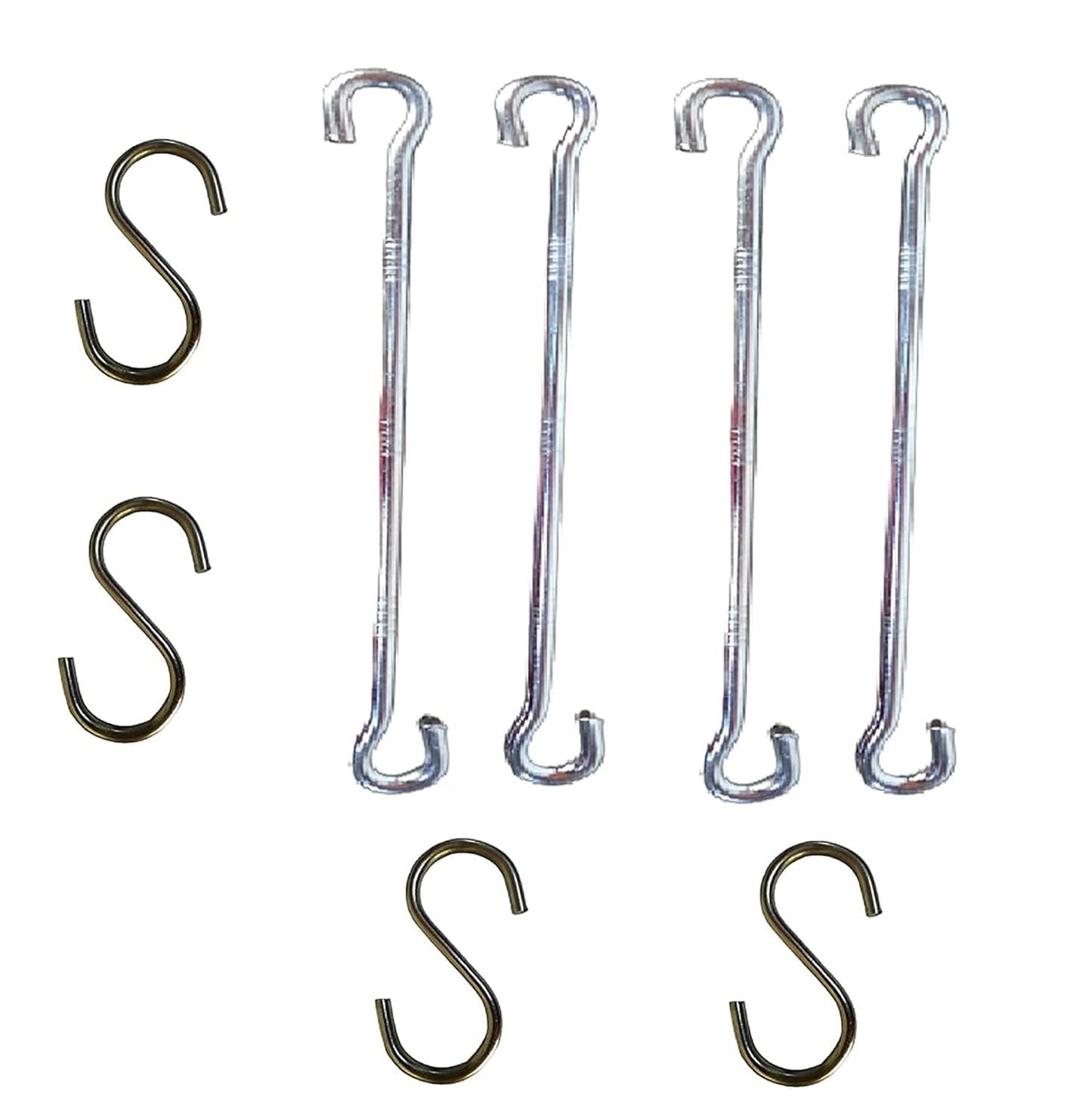 Q1 Beads Metal 4 Pcs Link Saliya Rod 4 S Hooks Hanging Accessories Set for Hammock Swings Chairs, Porch Swings Used for Boxing Bag, Hang Any Article (Silver)