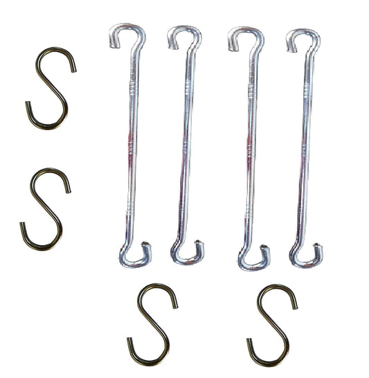 Q1 Beads Metal 4 Pcs Link Saliya Rod 4 S Hooks Hanging Accessories Set for Hammock Swings Chairs, Porch Swings Used for Boxing Bag, Hang Any Article (Silver)