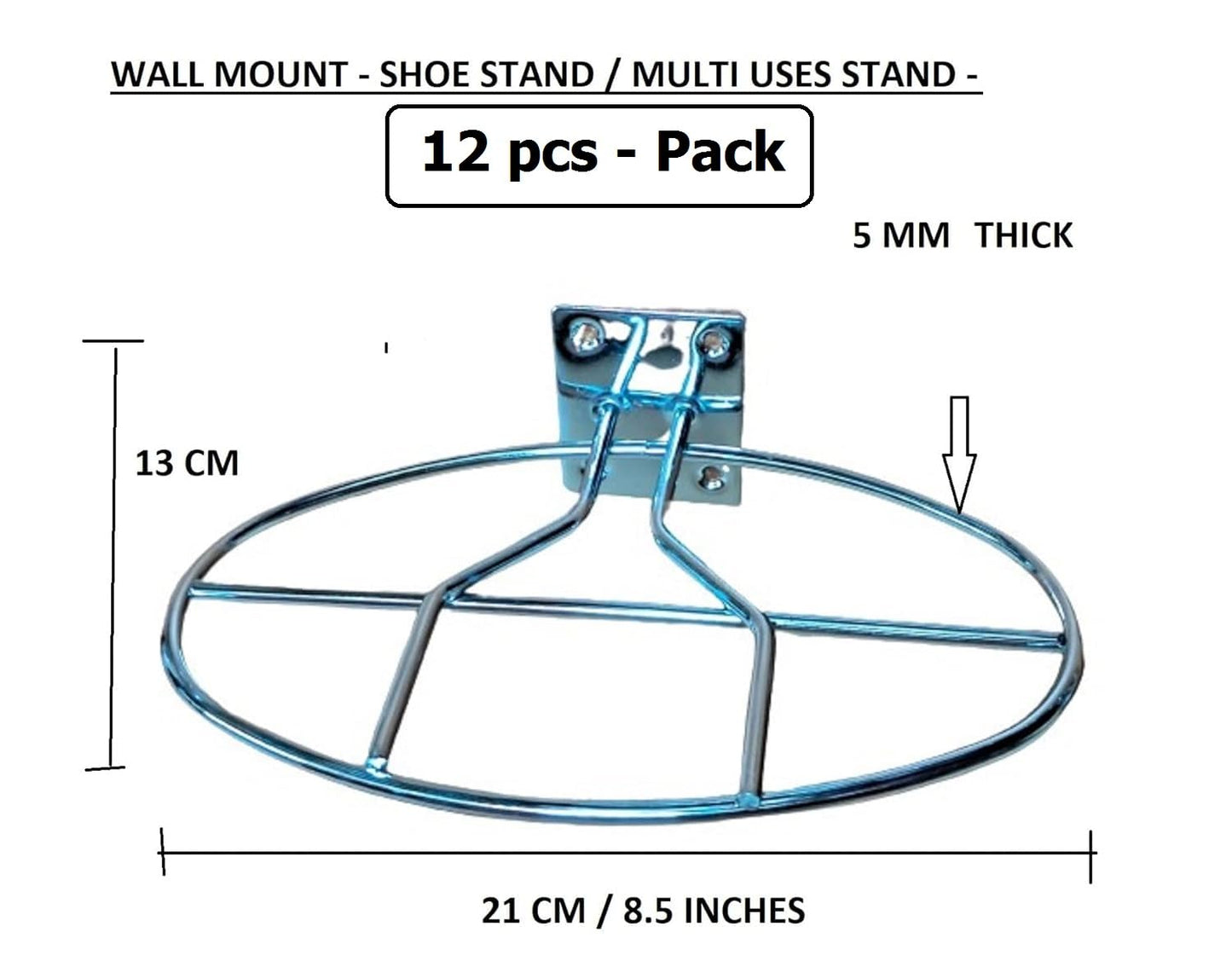 Q1 Beads Steel 12 Pack Wall Mount Shoe Stand for Shop Display Stand/Rack with Hardware Fittings (Chrome) -Stainless Steel