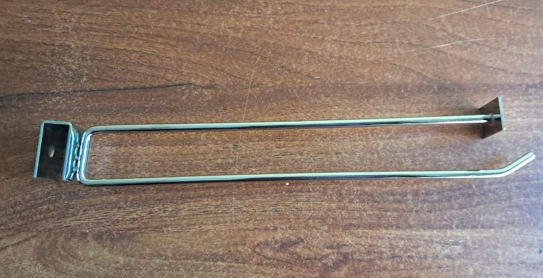 Q1 Beads 6 Pcs. Steel Tube Panel Display Hook with Price Tag Holder 250 mm/10 inch for Square Pipe 15x30 mm -Supermart Shelf Accessories(Chrome)