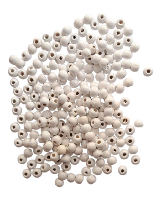 Q1 Beads 10 mm 300 Pieces Wooden Beads White Color Wood Bead for Macrame,Arts & Craft Making, Home Décor, DIY Jwellery Making (White)