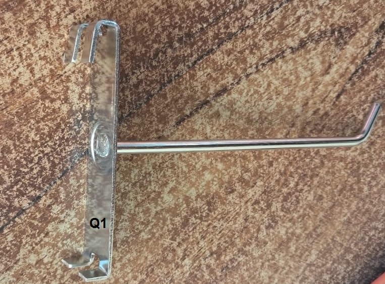 Q1 Beads 25 Pcs 6" Stainless Steel Gridwall Panel/Mesh/Jali/Grid Display Hook Hanger for Showroom, Mobile Shops,Supermarket Hanging in Garment & Grocery Shops etc.(Chrome)