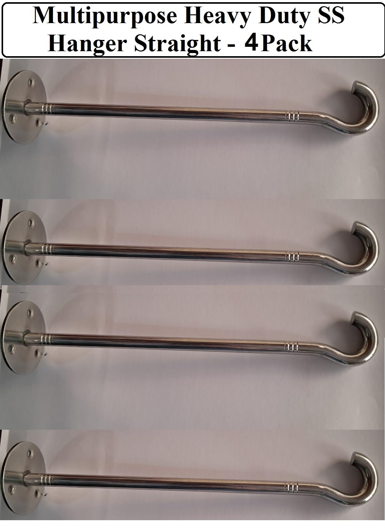 Q1 Beads 4 Pcs Stainless Steel 9 mm 20 Kgs. Load Capacity Wall Mount Display Hook Hanger for Clothes,Shop Display Hanger (9.5 inches, Chrome)-4 Pack