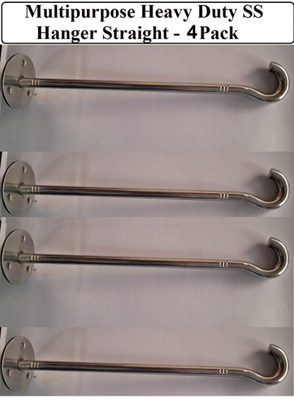 Q1 Beads 4 Pcs Stainless Steel 9 mm 20 Kgs. Load Capacity Wall Mount Display Hook Hanger for Clothes,Shop Display Hanger (9.5 inches, Chrome)-4 Pack