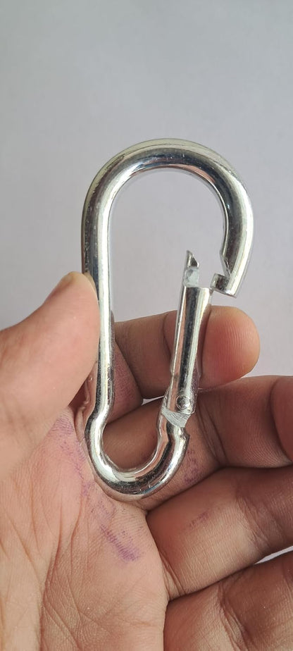 Q1 Beads Metal D Shaped Wall Hook Ceiling Hooks Hanger for Swing/Hammock Multiuses with 10x100 mm Fasteners and Carabiner/Snap Hook(Golden)