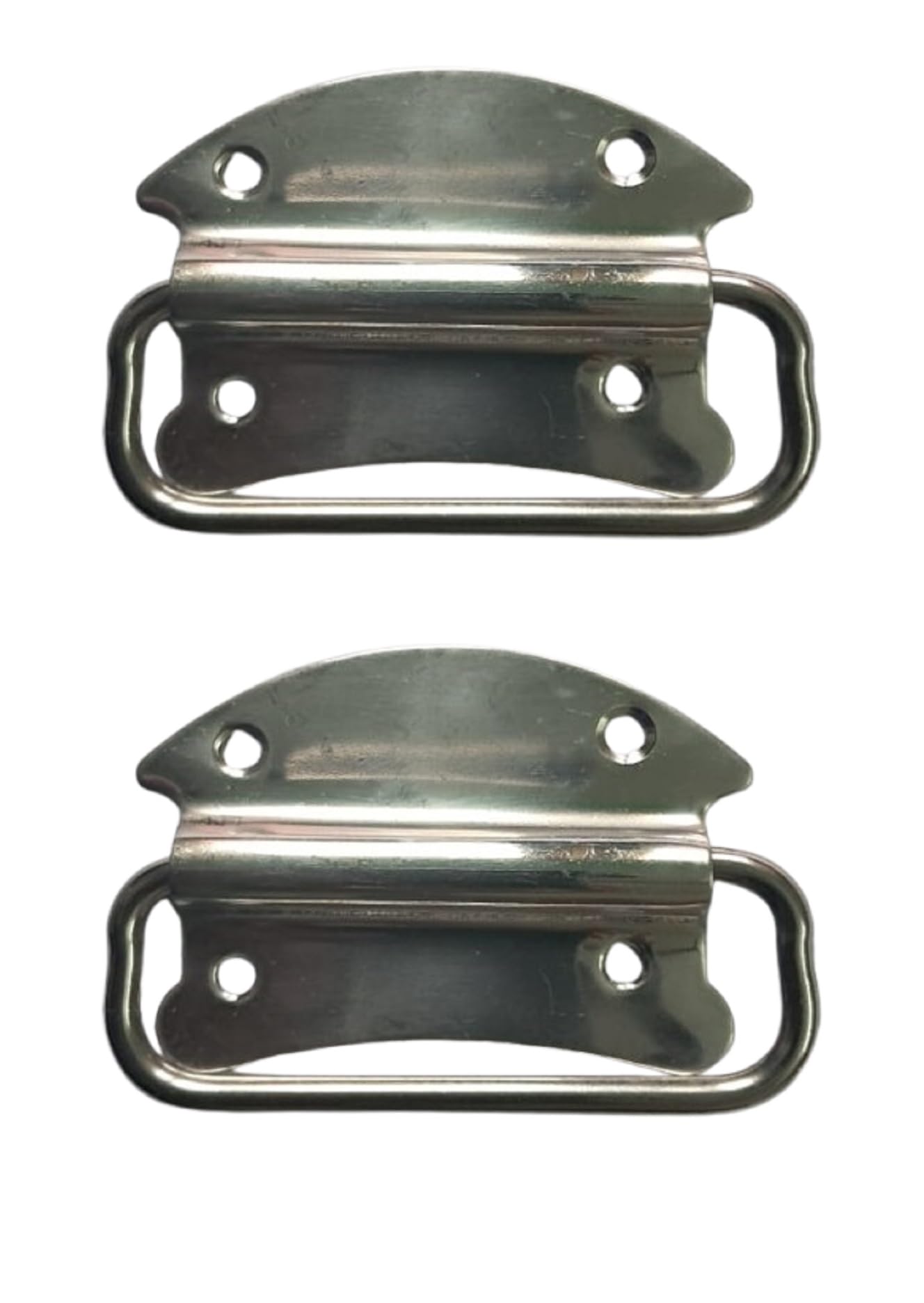 Q1 Beads 2 Pcs. Stainless Steel 3 Inch(9 cm x 6 cm) Cabinet Chest Pull Handle Kadi for Furniture Bed Storage Box Drawer & Door -2 Pack (Chrome)