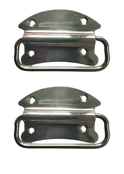 Q1 Beads 2 Pcs. Stainless Steel 3 Inch(9 cm x 6 cm) Cabinet Chest Pull Handle Kadi for Furniture Bed Storage Box Drawer & Door -2 Pack (Chrome)