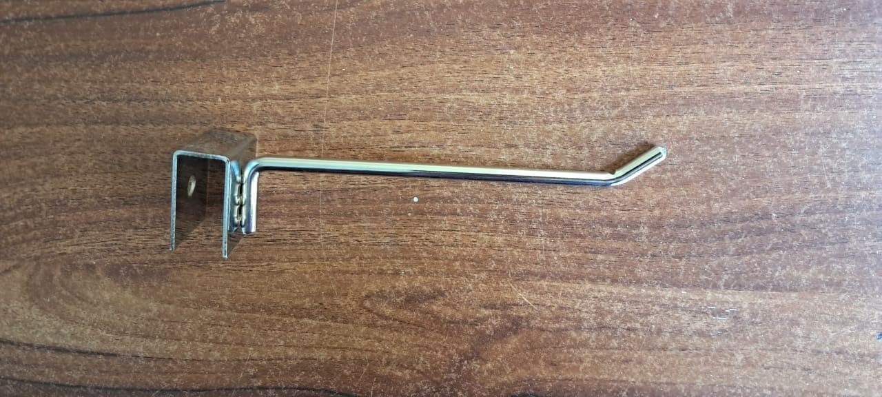 Q1 Beads 12 Pcs. Steel Square Pipe Panel Display Hooks for Shop 250 mm/10 inch for Square Pipe 15x30 mm -Supermart Shelf Accessories(Chrome)