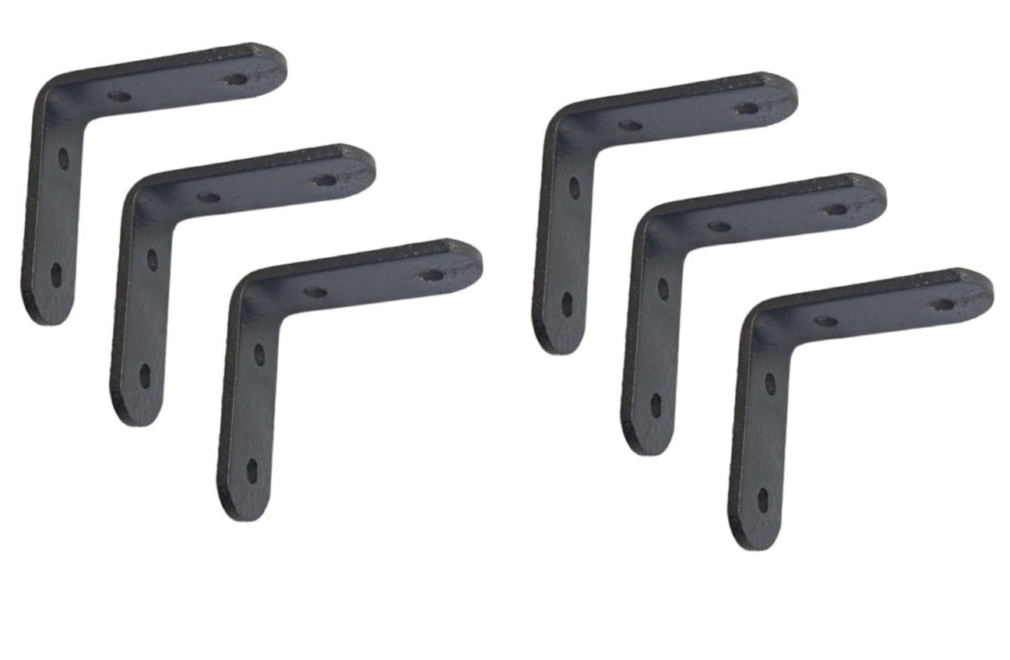 Q1 Beads 6 Pack Metal 2 x 2 inches Heavy Duty (3 mm) L Brackets Clamp - Right Angle Brace for Wood Furniture & Metal, Includes 24 Screws (2 x 2 Inches, Black Powder Coated)
