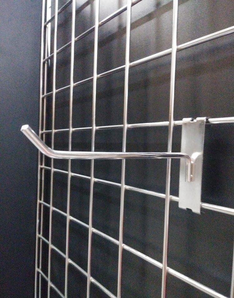 Q1 Beads Steel 12 Pcs 2 inches Mesh Grid Wall Panel Hooks for Retail Display Gridwall Panel Hook Made in 5 mm Rod (12 Pack, Chrome)