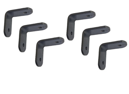 Q1 Beads 6 Pack Metal 1.5 x 1.5 inches Heavy Duty (3 mm) L Brackets Clamp - Right Angle Bracket for Wood Furniture & Metal, Includes 12 Screws (38 x 38 mm, Black Powder Coated)