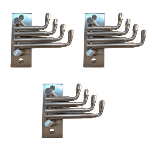 Q1 Beads 3 Pcs. Stainless Steel 4 Pins Swivel Wall Hook Hanger for Hanging Clothes and Towel Hangers for Wall,Door Hangers,Rotatable 180 Degree Hook,Bathroom Hooks Door Robe Hooks-Pack of 3 (Chrome)