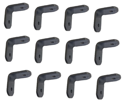 Q1 Beads 12 Pack Metal 1 x 1 inch Heavy Duty (3 mm) L Brackets Clamp - Right Angle Bracket for Wood Furniture & Metal, Includes 24 Screws (1 x 1 Inch, Black Powder Coated)