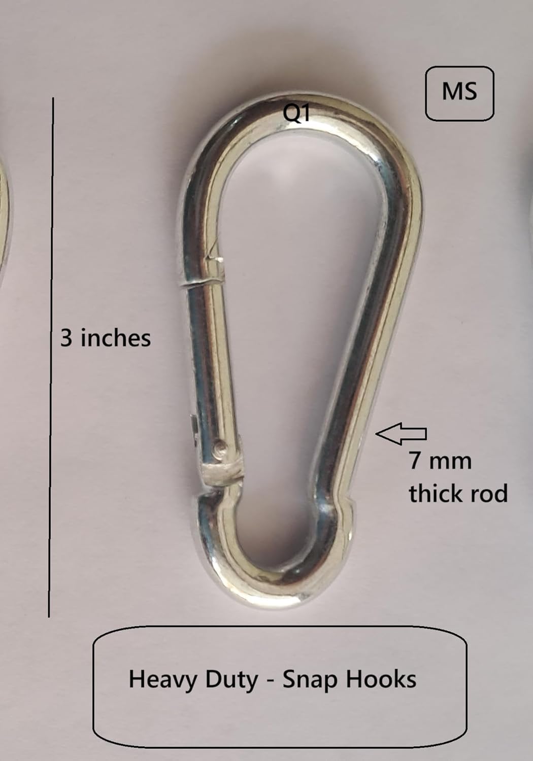 Q1 Beads Metal D Shaped Wall Hook Ceiling Hooks Hanger for Swing/Hammock Multiuses with 10x100 mm Fasteners and Carabiner/Snap Hook(Golden)