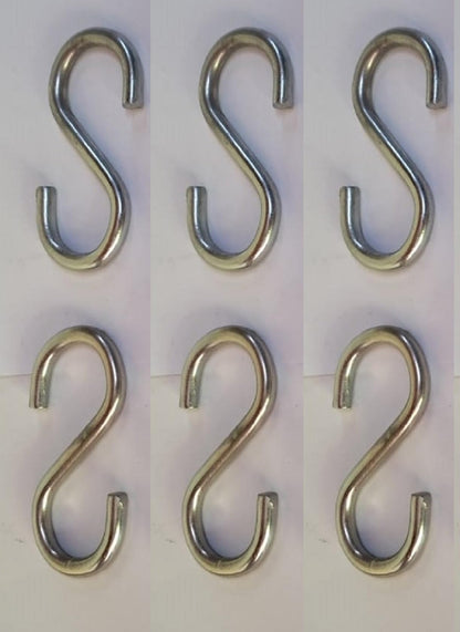 Q1 Beads 6 Pcs Metal 4 inches Heavy Duty S Hook 7 mm for Jhula Swing Hammock Hanging Accessories 200 Kgs Capacity S-Hook Set for Baby Swing,Boxing Punching Bag, Hang Any Article (Chrome)