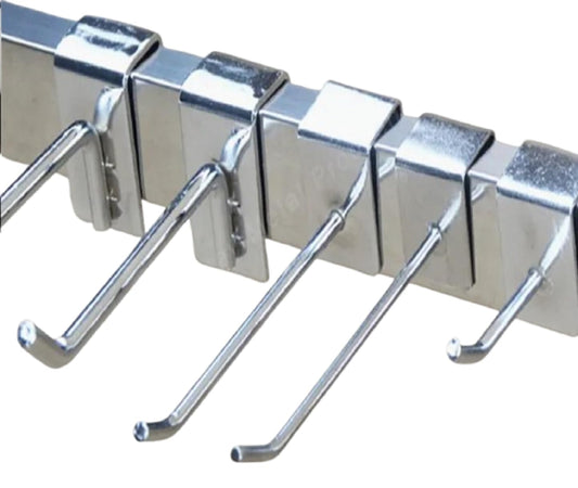 Q1 Beads 12 Pcs. Steel Tube Display Hook 100 mm/4 inch for Square Pipe 15x30 mm -Supermart Shelf Accessories(Chrome)