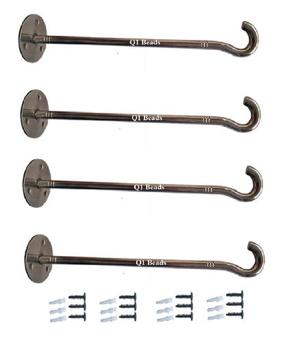Q1 Beads 4 Pcs Stainless Steel 9 mm 20 Kgs. Load Capacity Wall Mount Display Hook Hanger for Clothes,Shop Display Hanger (9.5 inches, Chrome)-4 Pack