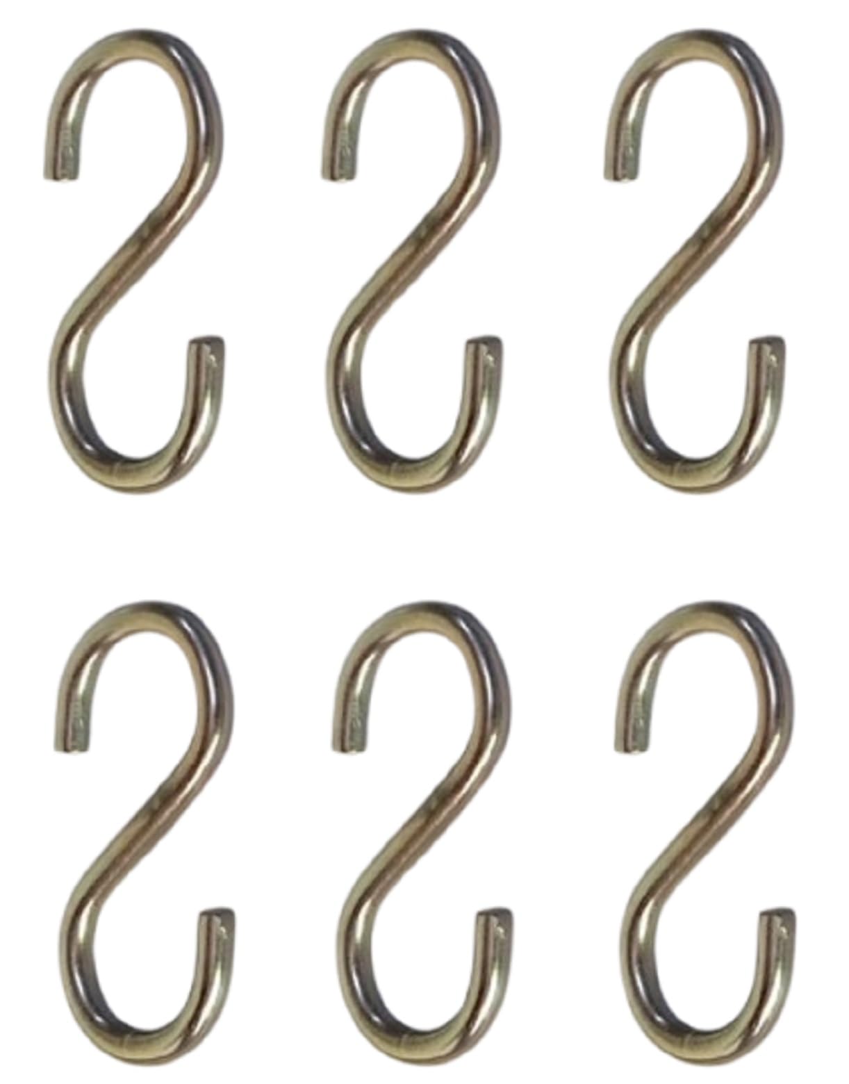 Q1 Beads 6 Pcs Metal 4 inches Heavy Duty S Hook 7 mm for Jhula Swing Hammock Hanging Accessories 200 Kgs Capacity S-Hook Set for Baby Swing,Boxing Punching Bag, Hang Any Article (Chrome)