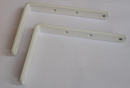 Q1 Beads 4 Pack Metal 6 x 4 inches Heavy Duty 30 Kgs. Load Capacity L Clamp Angle Bracket L Bracket for Wall Shelf,Rack, Home,Shop, Showroom (6 x 4 Inches, White Powder Coated)