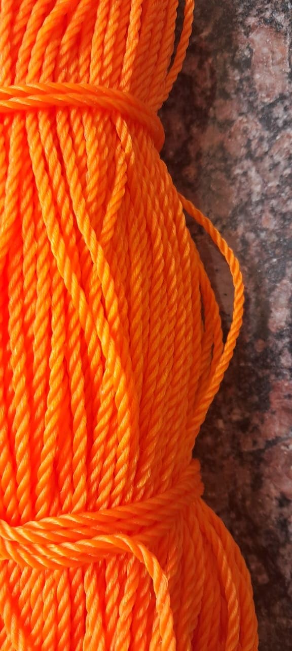 Q1 Beads 75 Meters Nylon 3 mm Clothesline for Drying Clothes Rope for Hanging Clothes in Balcony (Orange)-Pack of 1
