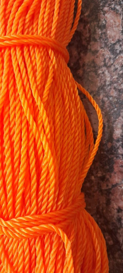 Q1 Beads 75 Meters Nylon 3 mm Clothesline for Drying Clothes Rope for Hanging Clothes in Balcony (Orange)-Pack of 1