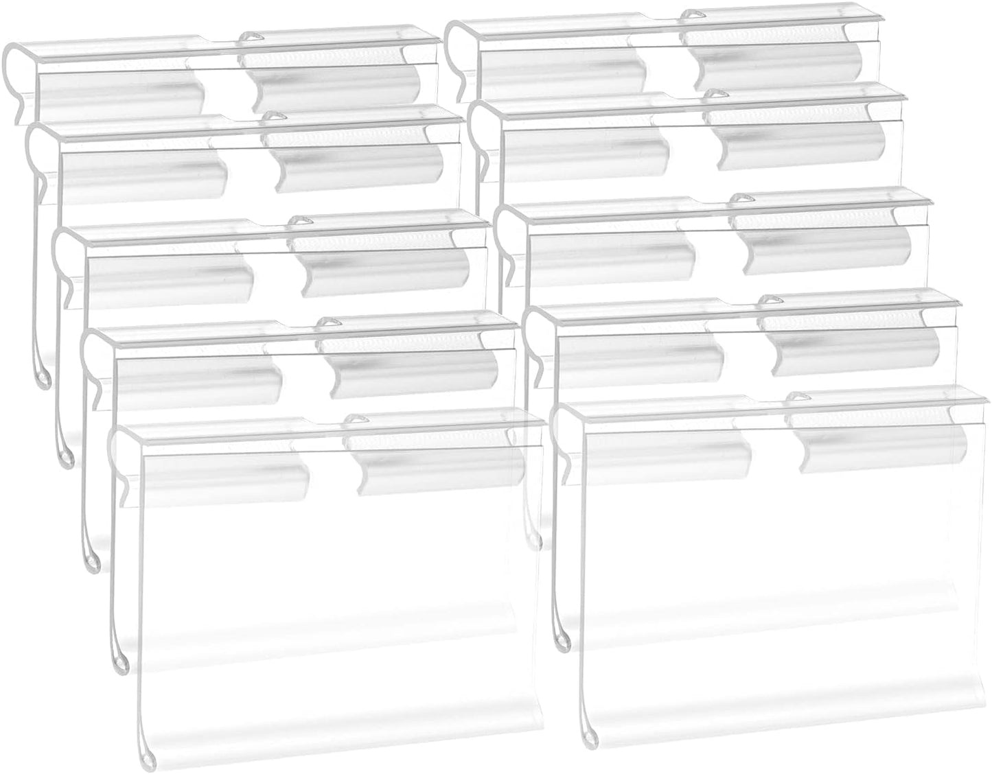 Q1 Beads 10 Pcs. Plastic Display Label Holder for Shelves, for Pantry Retail Merchandise Shopping Mall Store Shop Supermarket UPC Price Card Sign and Ticket Display Holder, Clip 50mm X 42mm.