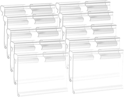 Q1 Beads 10 Pcs. Plastic Display Label Holder for Shelves, for Pantry Retail Merchandise Shopping Mall Store Shop Supermarket UPC Price Card Sign and Ticket Display Holder, Clip 50mm X 42mm.