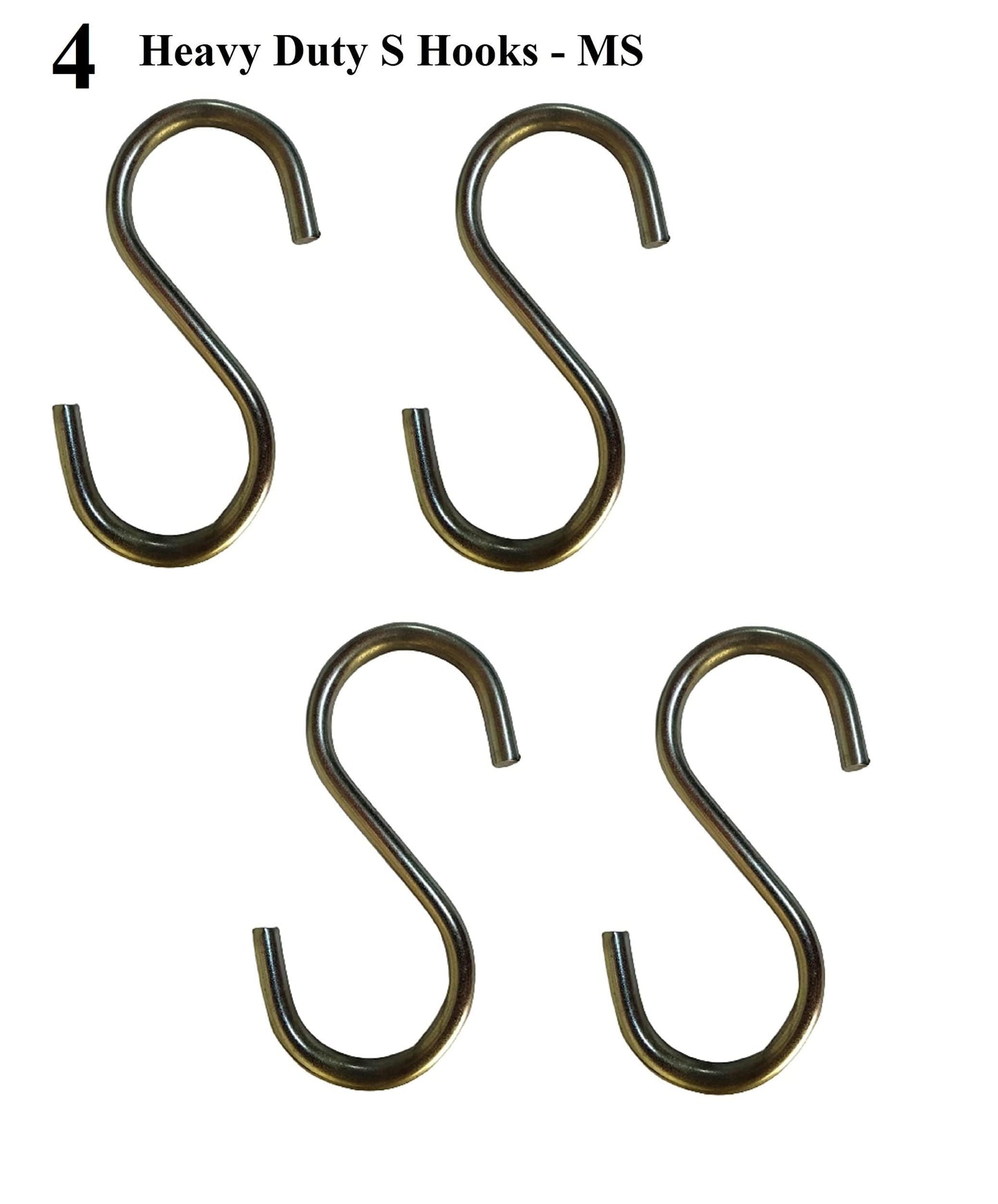 Q1 Beads Metal 4 Pcs Link Saliya Rod 4 S Hooks Hanging Accessories Set for Hammock Swings Chairs, Porch Swings Used for Boxing Bag, Hang Any Article (Silver)