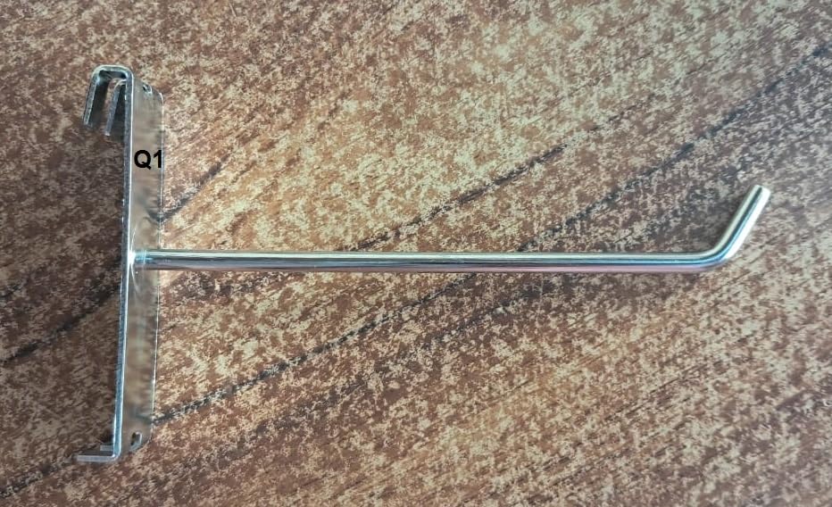 Q1 Beads 25 Pcs 6" Stainless Steel Gridwall Panel/Mesh/Jali/Grid Display Hook Hanger for Showroom, Mobile Shops,Supermarket Hanging in Garment & Grocery Shops etc.(Chrome)