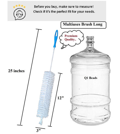 Q1 Beads Nylon 25 Inches/630 mm Long Bisleri Bottle Cleaning Brush for Cleaning Glass Bottle, Fish Tank Cleaner Tool Nylon Brush(White)