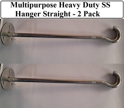 Q1 Beads 2 Pack Stainless Steel Multi use Hanger for Clothes,Plant Hanging Baskets,Hose Wall Hooks for Hanging Bird Feeder(Chrome)