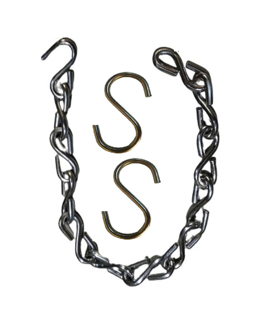 Q1 Beads 1 Feet Metal Strong (7 mm) Heavy Duty Chain 300 KGS Capacity for Garden Swing/Playing Jhula Chain with 2 Pc S Hook (1 Pc,12 inches, Chrome)