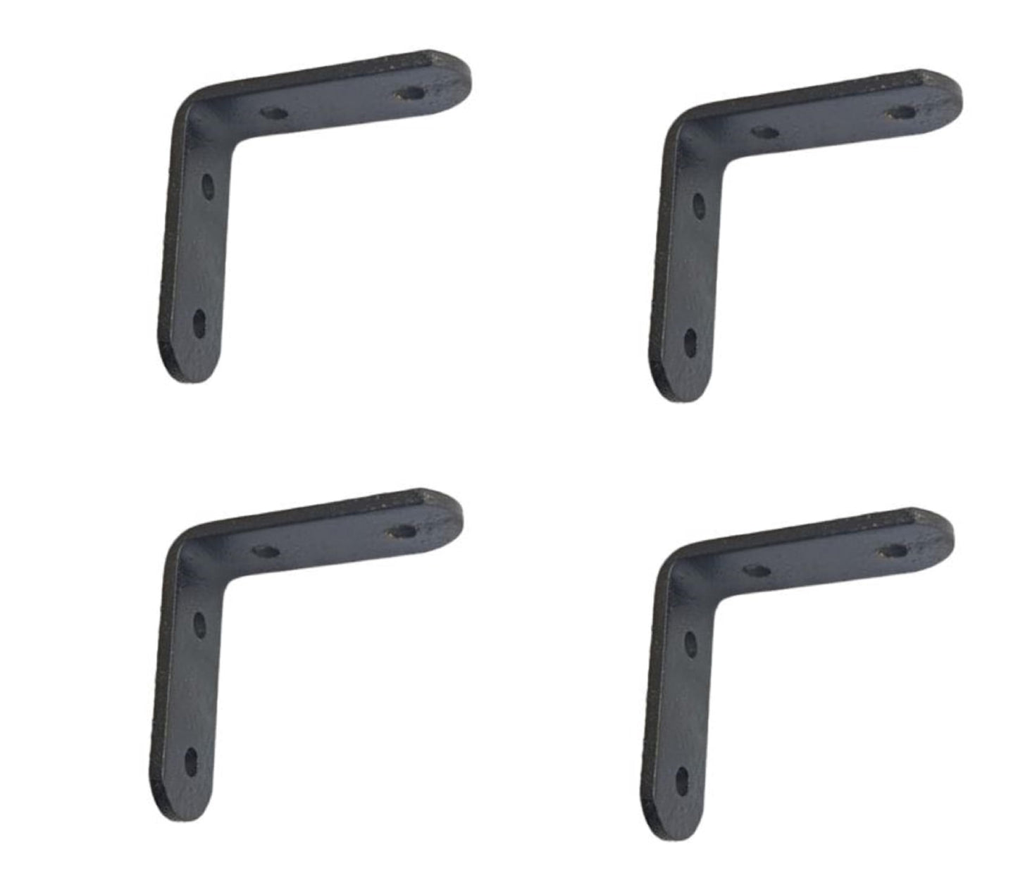 Q1 Beads 4 Pack Metal 3 x 3 inches Heavy Duty 30 Kgs. L Clamp Shelf Bracket 30 kgs Load Capacity Angle Bracket L Bracket for Wall Shelf,Rack, Home,Shop, Showroom (76x76 mm, Black Powder Coated)